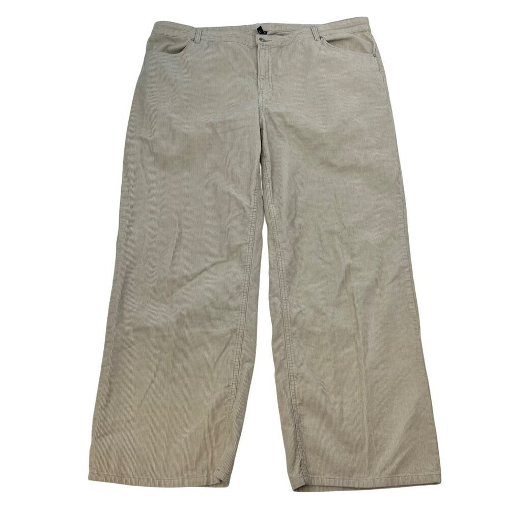 H&M Divided Womens Corduroy Pants Straight Leg High Rise Beige Size 20